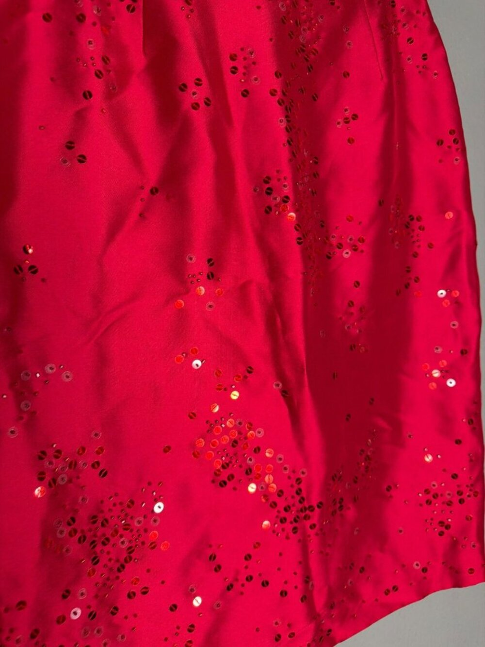 Ann Taylor Silk Red Sequin Pencil Skirt Lined Women's 2 - Picture 9 of 10